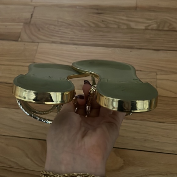 BCBGMAXAZRIA gold mirrored sandals jewelry hardware - Picture 4 of 6